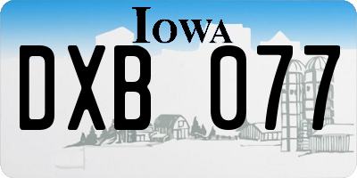 IA license plate DXB077