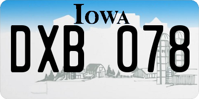 IA license plate DXB078
