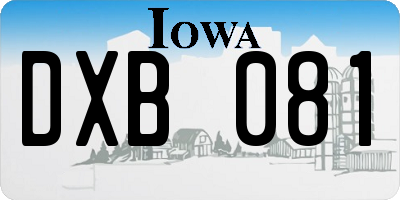 IA license plate DXB081