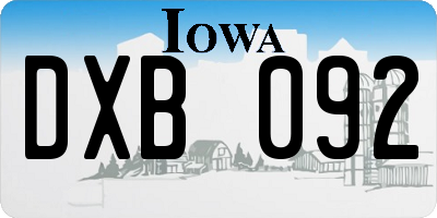 IA license plate DXB092