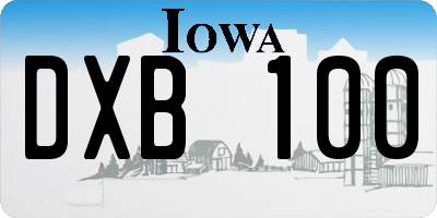 IA license plate DXB100