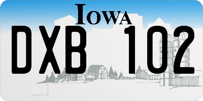 IA license plate DXB102