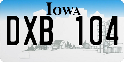IA license plate DXB104