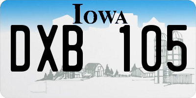 IA license plate DXB105