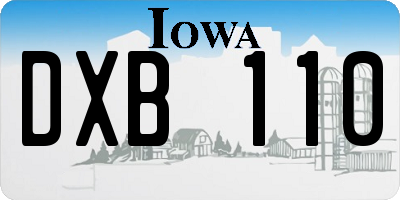 IA license plate DXB110