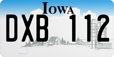 IA license plate DXB112