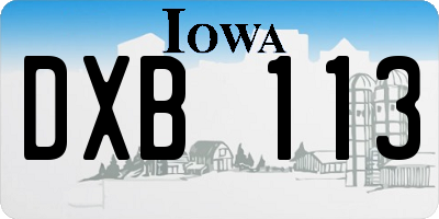 IA license plate DXB113