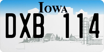 IA license plate DXB114