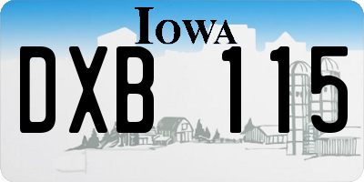 IA license plate DXB115