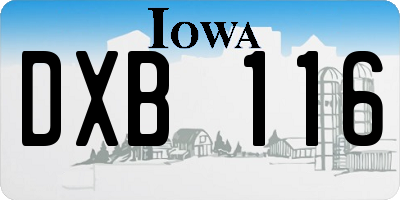 IA license plate DXB116