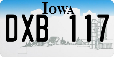 IA license plate DXB117
