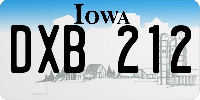 IA license plate DXB212