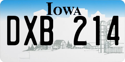 IA license plate DXB214