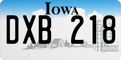 IA license plate DXB218