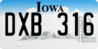 IA license plate DXB316