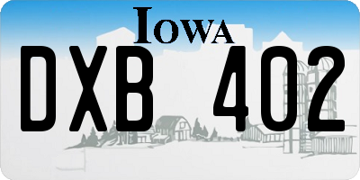 IA license plate DXB402
