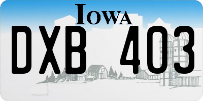 IA license plate DXB403