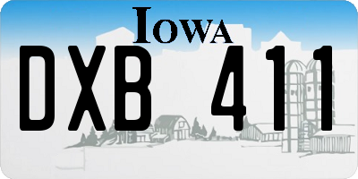 IA license plate DXB411
