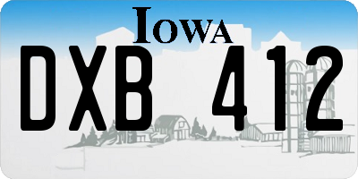 IA license plate DXB412