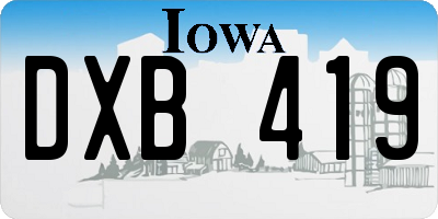 IA license plate DXB419