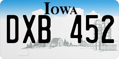 IA license plate DXB452
