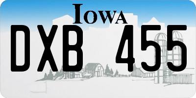 IA license plate DXB455