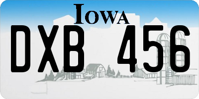 IA license plate DXB456