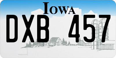 IA license plate DXB457