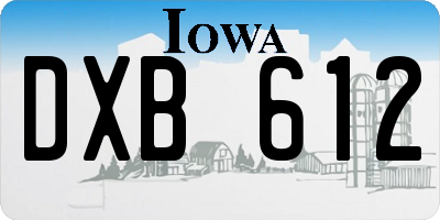IA license plate DXB612