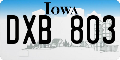 IA license plate DXB803