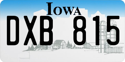 IA license plate DXB815