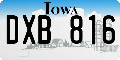 IA license plate DXB816