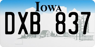 IA license plate DXB837