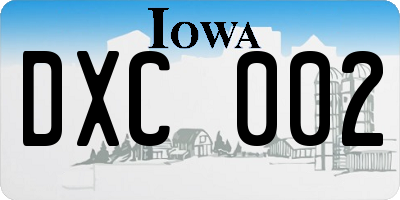 IA license plate DXC002