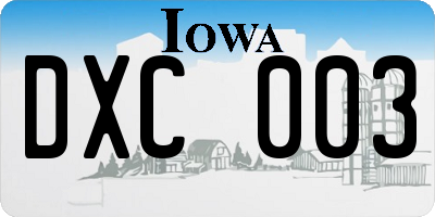 IA license plate DXC003