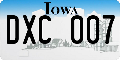 IA license plate DXC007
