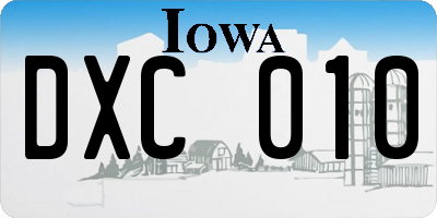 IA license plate DXC010