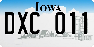 IA license plate DXC011