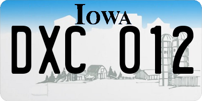 IA license plate DXC012