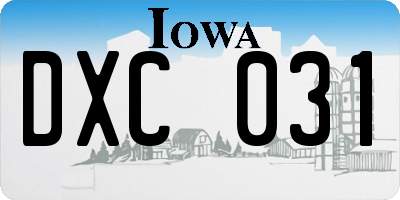 IA license plate DXC031