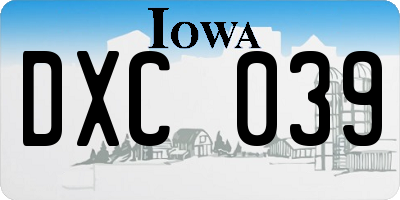 IA license plate DXC039
