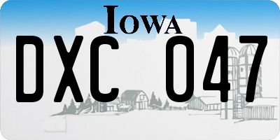 IA license plate DXC047