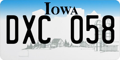 IA license plate DXC058