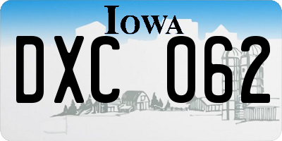IA license plate DXC062