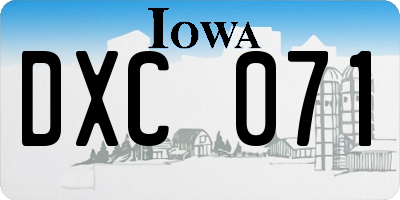 IA license plate DXC071