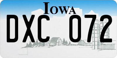 IA license plate DXC072