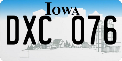 IA license plate DXC076