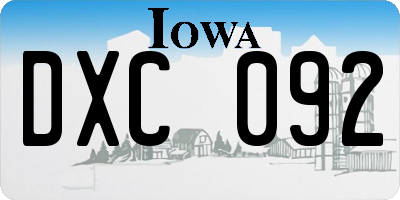 IA license plate DXC092