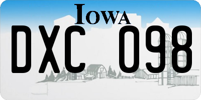 IA license plate DXC098