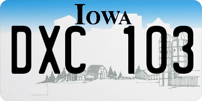 IA license plate DXC103